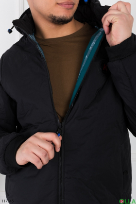 Мужская двухсторонняя куртка-ветровка с капюшоном