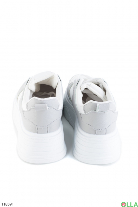 Women's gray and white eco-leather sneakers