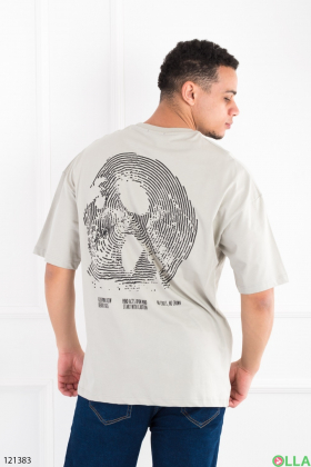 Men's gray oversized T-shirt with slogan