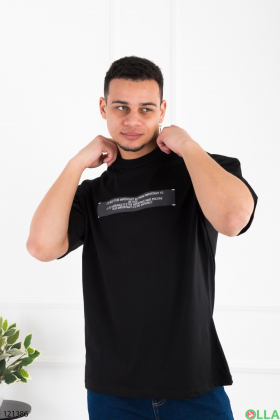 Men's black oversized T-shirt with print