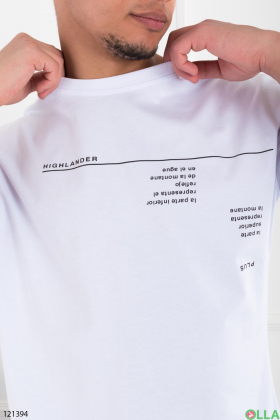 Men's white oversized T-shirt with inscription