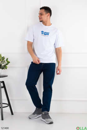 Men's white oversized T-shirt with print