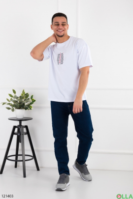 Men's white oversized T-shirt with print