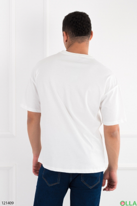 Мужская белая футболка оверсайз с принтом