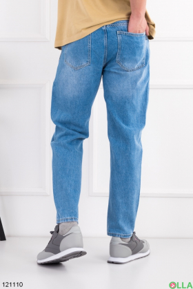 Чоловічі блакитні джинси з ременем