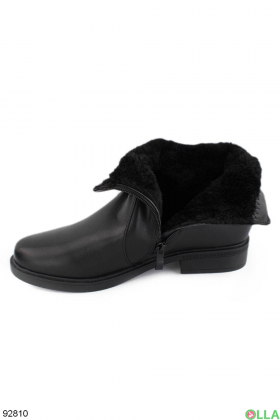Женские зимние черные ботинки из эко-кожи