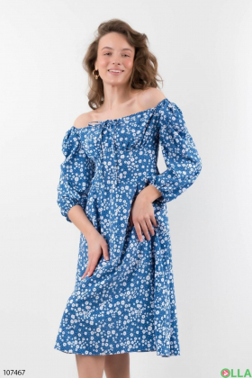 Жіноча синя сукня в квітковий принт