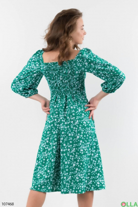 Жіноча зелена сукня в квітковий принт