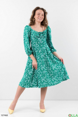 Жіноча зелена сукня в квітковий принт