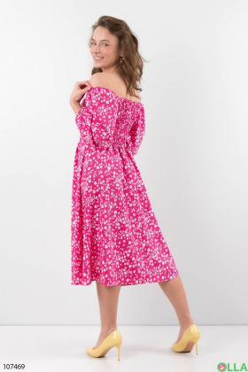 Women's raspberry dress in floral print