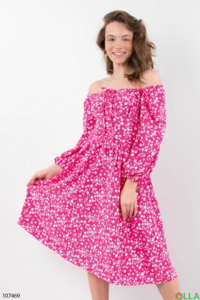 Women's raspberry dress in floral print