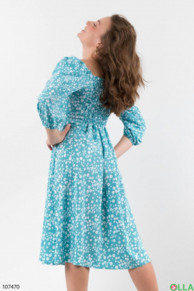 Women's turquoise dress in floral print