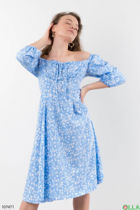 Women's blue dress in floral print