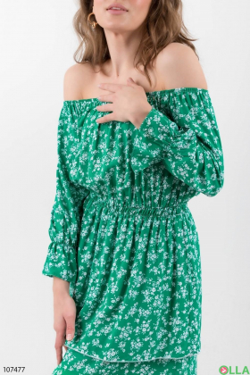 Women's green dress in floral print