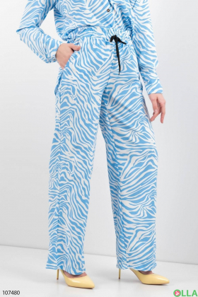 Women's blue and white print suit