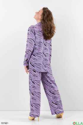 Women's black and purple print suit