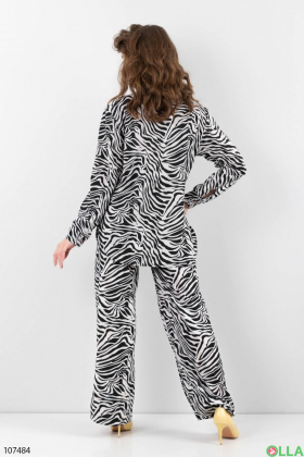 Women's black and white print suit