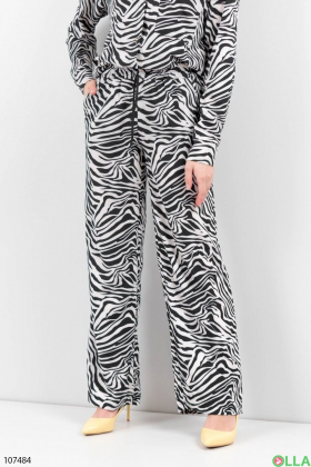 Women's black and white print suit
