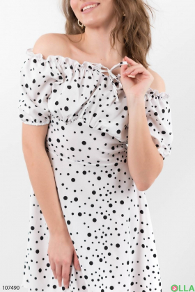 Women's white dress with polka dot print