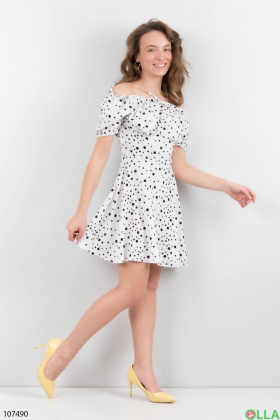 Women's white dress with polka dot print