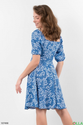 Женское синее платье в принт