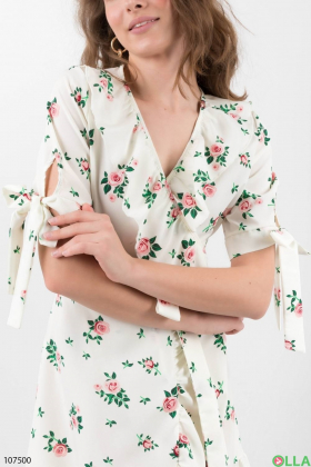 Women's white dress in floral print