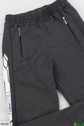 Мужские спортивные темно-серые брюки со вставками