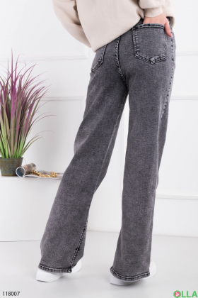 Женские серые джинсы-палаццо