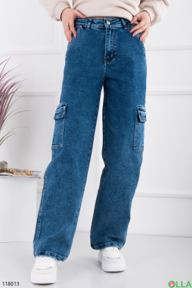 Жіночі сині джинси-карго