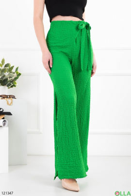 Женские зеленые брюки-палаццо