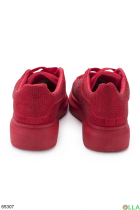 Жіночі червоні кросівки на шнурівці