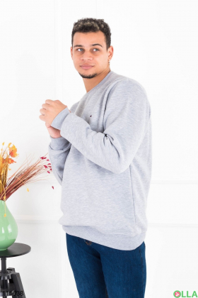 Men's light gray battle sweatshirt with fleece