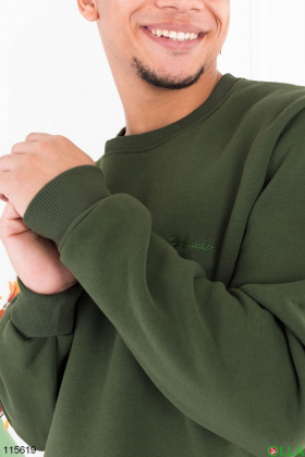 Men's khaki sweatshirt with fleece