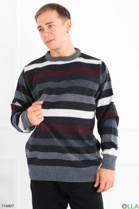 Мужской разноцветный свитер в полоску
