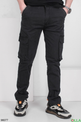 Мужские темно-серые брюки с карманами