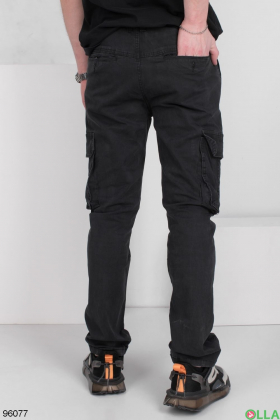 Мужские темно-серые брюки с карманами