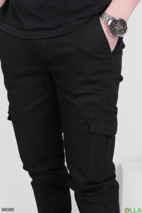 Чоловічі чорні штани з кишенями