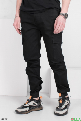 Чоловічі чорні штани з кишенями