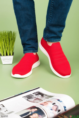 Чоловічі червоні кросівки з текстилю