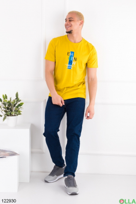 Men's yellow printed T-shirt