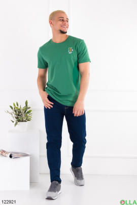Мужская зеленая футболка с принтом