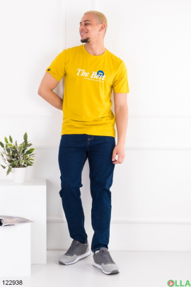 Мужская желтая футболка с принтом