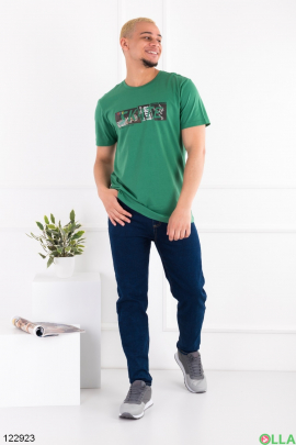 Чоловіча зелена футболка з принтом