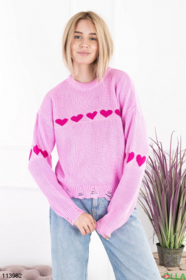 Жіночий рожевий светр із малюнком