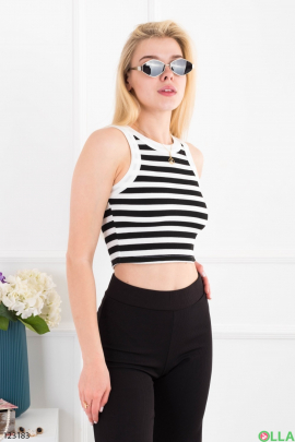 Women's black and white striped top