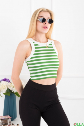 Women's white and green striped top