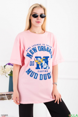 Women's light pink oversized T-shirt with a pattern