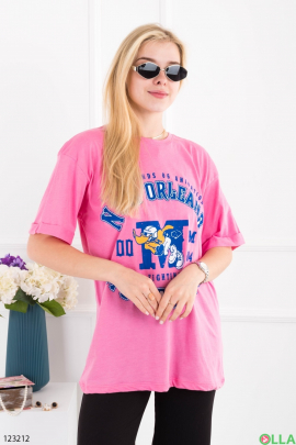 Women's pink oversized T-shirt with a pattern