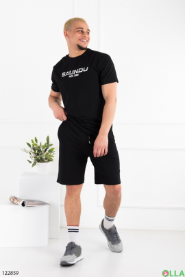 Men's black batal set of T-shirt and shorts