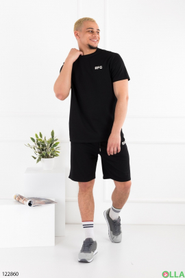 Men's black batal set of T-shirt and shorts